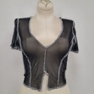 Blueblush Womens Goth Mesh Top Size S‎ Sheer Whimsigoth Fairy Grunge Emo Punk